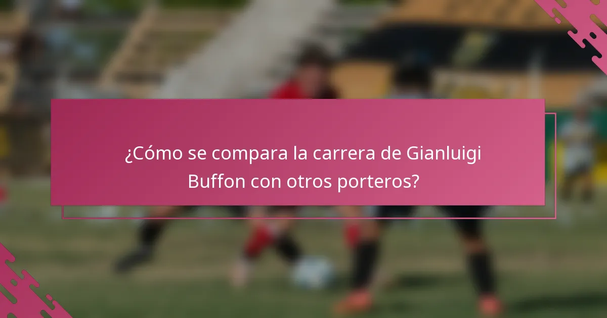 ¿Cómo se compara la carrera de Gianluigi Buffon con otros porteros?