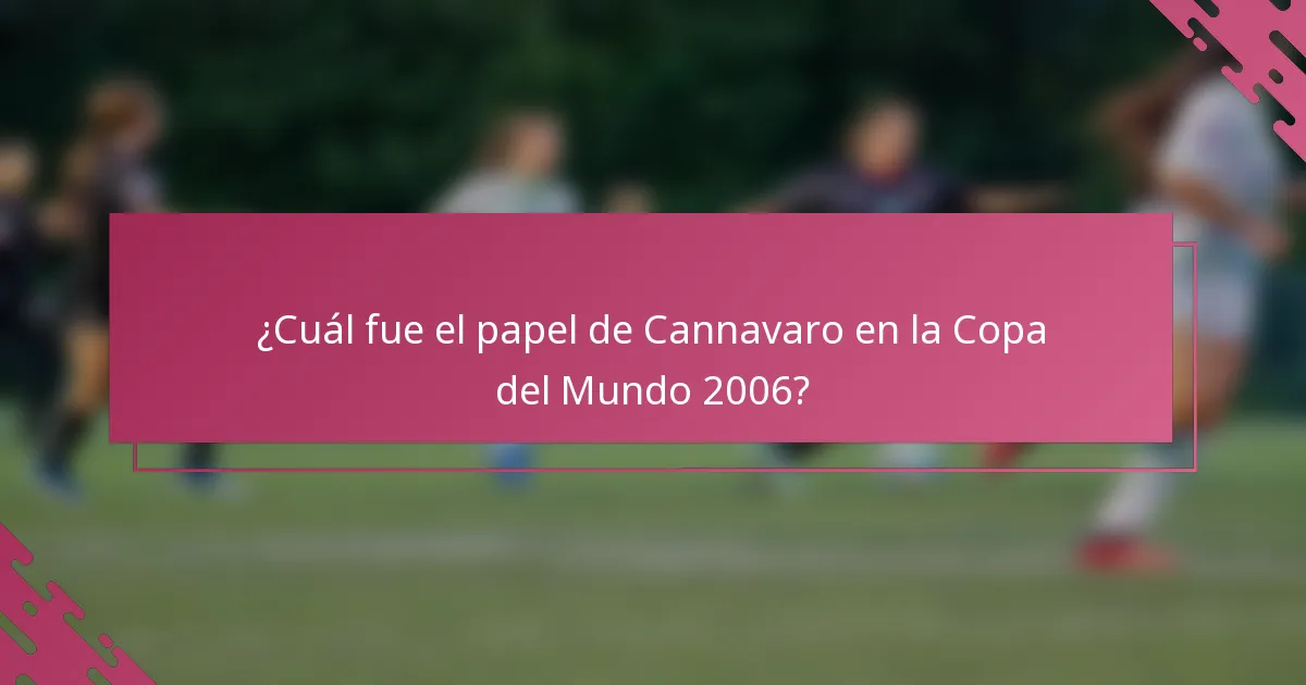 ¿Cuál fue el papel de Cannavaro en la Copa del Mundo 2006?
